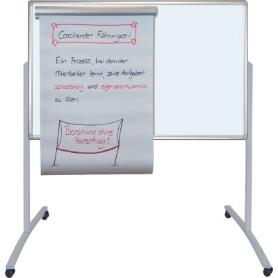 Kombi Moderationstafel mobil, 78 x 125 cm, Alurahmen, beidseitig verwendbar, Schreibtafel weiß