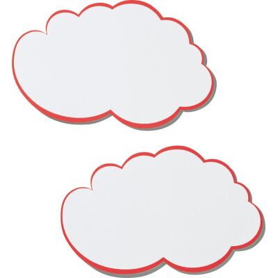 Moderationswolken, weiß mit rotem Rand, 170g/qm, 100 % Altpapier, 20 Stück