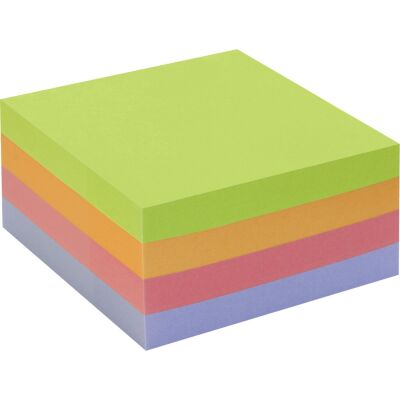 Haftnotiz, Recycling Mix Tower, 75 x 75 mm, rot, orange, grün, lila, 100 Blatt/Block, Kartonverpackung
