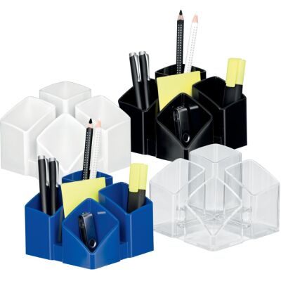 Schreibtischköcher SCALA, 4 Fächer inkl. Kartenständer