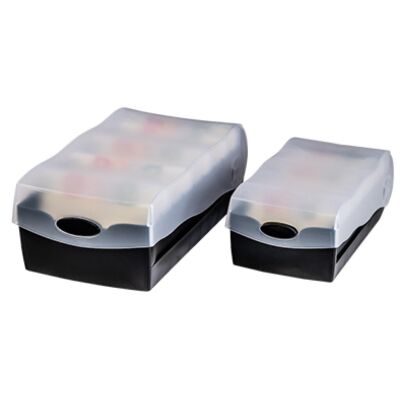 Karteibox Croco, Lernkartei, DIN A7 quer, für 900 Karten, transluzent schwarz 121 x 246 x 85 mm