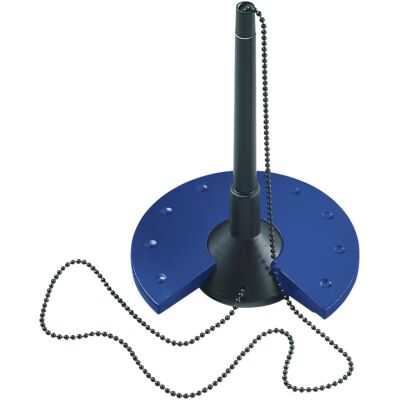 Kugelschreiberständer mit Kugelschreiber und verchromter Kette, mit Großraummine G2