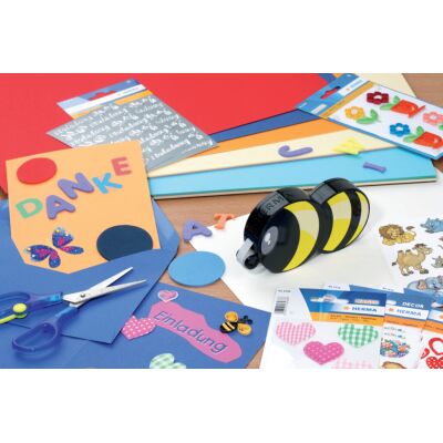 Klebespender Klebebiene, Bienenoptik, Nachfüllroller 15 m x 9 mm, non-permanent/ablösbar, schwarz/gelb