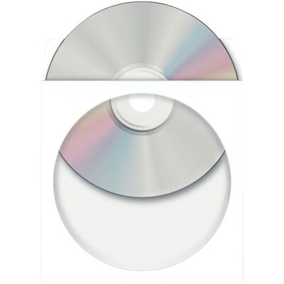 CD-DVD Hülle selbstklebend, 124 x 124, weiß, mit Sichtfenster