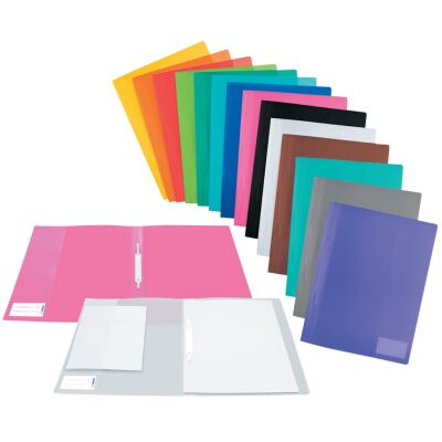 Schnellhefter, DIN A4, transluzent, PP-Folie, farbiger Vorder- und Rückdeckel, Einstecktasche