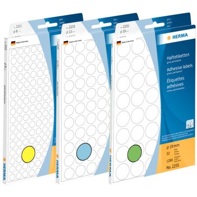 Markierungspunkte, permanent haftend, für Handbeschriftung, 32 Blatt