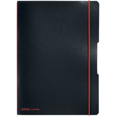 Notizheft flex PP, liniert/kariert (je 40 Blatt), Papier 80g/qm, gelocht, perforiert, Wechselcover, Verschlussgummi