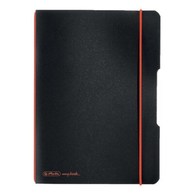 Notizheft flex PP, kariert, 40 Blatt, Papier 80g/qm, Wechselcover, Verschlussgummi schwarz