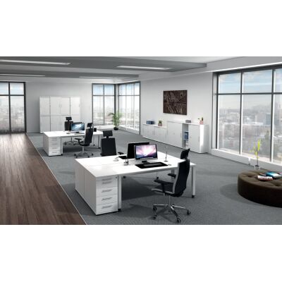 Winkelschreibtisch QS82, 90° Winkel, (H x B x T) 680-835 x 2000 x 800/1200 mm, 5-Fuß-Gestell, höhenverstellbar