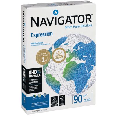 Kopierpapier Navigator Expression, 90g/qm, weiß, Weißegrad 169 CIE, Packung à 500 Blatt