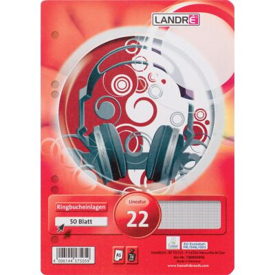 Ringbucheinlagen mit runden Ecken, Lochung: 6-fach, Papier: 70g/qm, holzfrei, Packung à 50 Blatt.