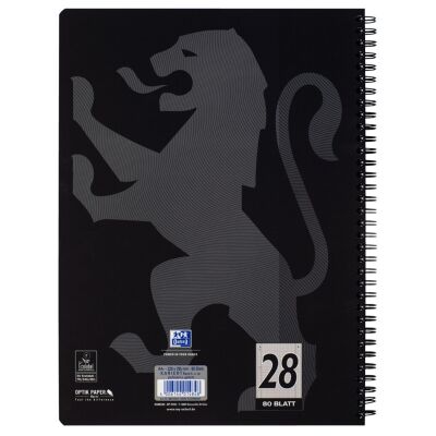 Collegeblock, kariert, schwarz, 80 Blatt, 90g/qm, Rand links und rechts, 4-fach Lochung, Mikroperforation, Lineatur 28