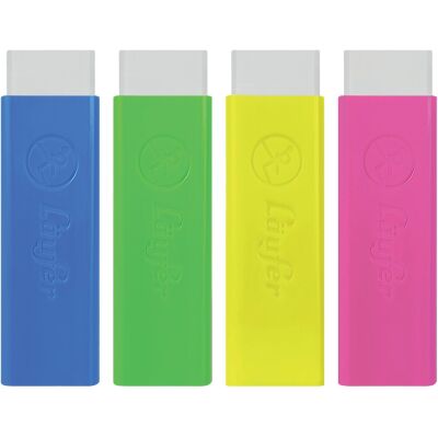 Radiergummi Pocket 2, für Bleistifte/Farbstifte auf Papier, Kunststoffradierer, 72 x 20 x 4 mm, Radierer weiß, Kunststoffbanderole