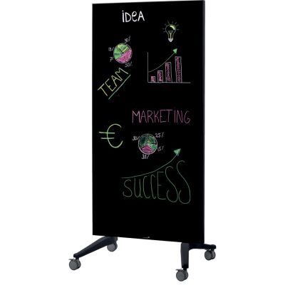 Glassboard mobil, 90 x 175 cm, auf 4 Rollen fahrbar