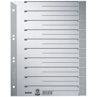 Trennblätter, DIN A4 Überbreite, Liniendruck, Lochung hinterklebt, Kraftkarton 230g/qm, 100 Stück, 240 x 300 mm