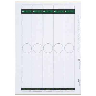 Rückenschild, selbstklebend, lang/schmal, Blatt mit 5 Schildern, 125 Stück