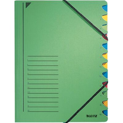 Ordnungsmappe, DIN A4, 7 Fächer, farbige Tabe, Deckel Liniendruck