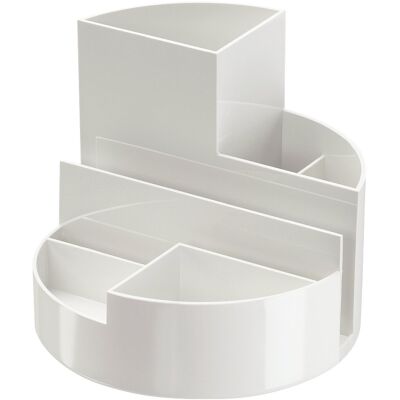 Rundbox, 6 Fächer, mit Brief- und Zettelfach, bruchsicherer Kunststoff, Maße: Ø 14 x Höhe 12,5 cm