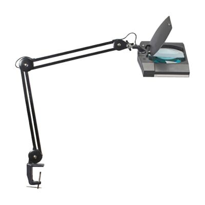 LED-Lupenleuchte MAULvitrum, Klemmfuß, Energieeffizienzklasse E, Lebensdauer Leuchtmittel 20.000 Stunden