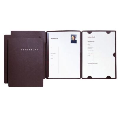 Bewerbungsmappe "Select", mit Klemmschiene, Schriftzug "Bewerbung" in silbernen Lettern auf dem Vorderdeckel