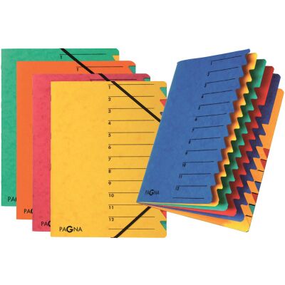 Ordnungsmappe Easy, DIN A4, 7 Fächer, Eckspanner, farbige Tabe, Deckel Liniendruck + 1-7