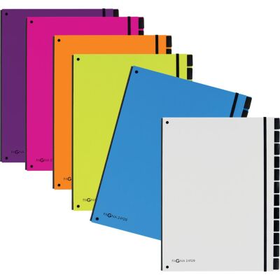 Pultordner, Tabe blanko, 7 Fächer, DIN A4, Tabe PP-Folie, schwarzer Buchblock, Gummizug