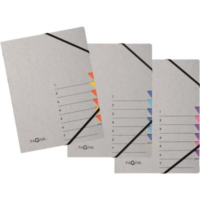 Ordnungsmappe Easy Grey, DIN A4, 7 Fächer, Eckspanner, Deckel Liniendruck + 1-7