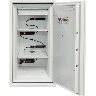 Tresor Battery Fighter, elektrisches Schloss, weiß