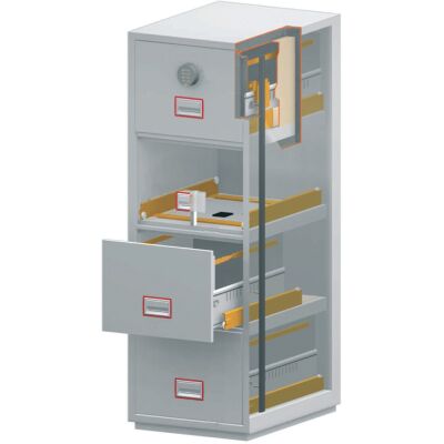 Tresor Vertical Fire File, elektrisches Schloss, 2 Schubladen, weiß