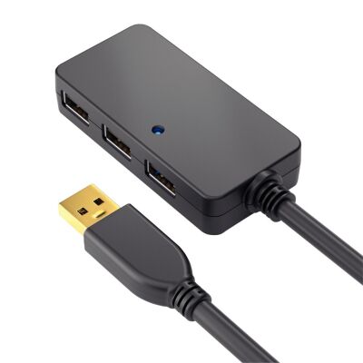 aktives USB-2.0-Kabel, schwarz, 480Mbps und 0,5A (max. 2,5W), USB-A Stecker auf USB-B Stecker