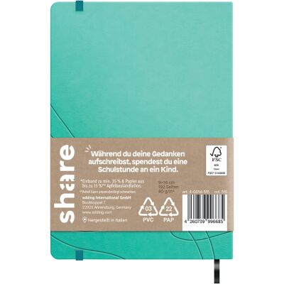 Notizbuch DIN A5, blanko, Lesefaden, Upcycling Notizbuch aus Apfelschalen