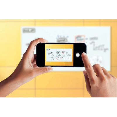 Glas-Whiteboard Artverum, 1000 x 1000 mm, grau, inkl. zwei extra-starker SuperDym-Magnete und Befestigungsmaterial, Tempered Glas /Sicherheitsglas (ESG)