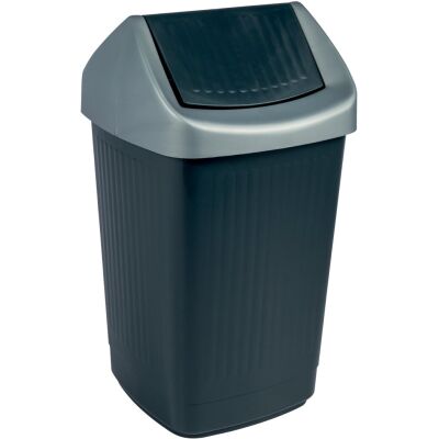 Schwingdeckelabfallbehälter, 50 Liter, mit Klappe, Polystyrol, (H x B x T) 650 x 360 x 360 mm