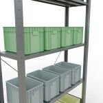 Grundregal, Fachbodenregal Stecksystem MULTIplus150, 2000 x 1000 x 300 mm (HxBxT), 5 Fachböden, Kreuzstrebe, verzinkt - Expressline