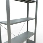 Grundregal, Fachbodenregal Stecksystem MULTIplus150, 2000 x 1000 x 300 mm (HxBxT), 5 Fachböden, Kreuzstrebe, verzinkt - Expressline