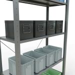 Grundregal, Fachbodenregal Stecksystem MULTIplus150, 2000 x 1000 x 400 mm (HxBxT), 5 Fachböden, Kreuzstrebe, verzinkt - Expressline