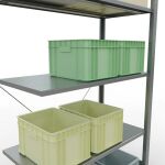 Anbauregal, Fachbodenregal Stecksystem MULTIplus150, 2000 x 1000 x 500 mm (HxBxT), 5 Fachböden, Kreuzstrebe, verzinkt - Expressline