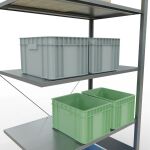 Anbauregal, Fachbodenregal Stecksystem MULTIplus150, 2000 x 1000 x 600 mm (HxBxT), 5 Fachböden, Kreuzstrebe, verzinkt - Expressline