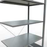 Anbauregal, Fachbodenregal Stecksystem MULTIplus150, 2000 x 1000 x 600 mm (HxBxT), 5 Fachböden, Kreuzstrebe, verzinkt - Expressline