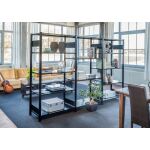 Raumteiler-Komplett-Set 2000 x 3000 x 500 H x B x T, inkl. 14 MULTIplus 150 Fachböden, 1 Grundregal + 2 Anbauregale, struktur-schwarz