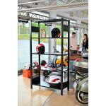 Grundregal, Fachbodenregal Stecksystem MULTIplus150, 2000 x 1000 x 500 mm (HxBxT), 5 Fachböden, Kreuzstrebe, schwarz