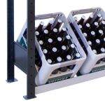 Anbauregal, Getränkekistenregal 1800 x 1000 x 300 mm (HxBxT), schwarz/silber, 3 Ebenen für 9 Getränkekisten