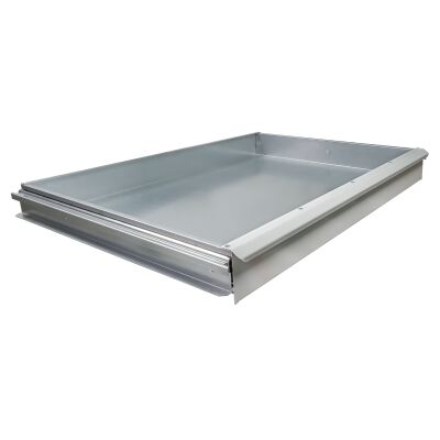 Regalschublade S2, einzeln, 100 x 1000 x 600 mm (HxBxT), Korpus verzinkt und Blende/Griff RAL 7035 lichtgrau, 50 kg Tragkraft