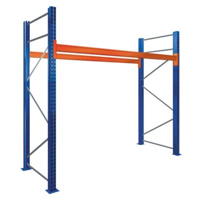 Grundregal Paletten-Bockregal 3000 x 1825 x 1100 mm (HxBxT), blau/verzinkt/RAL 2004