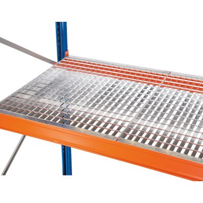 Gitterrost für Palettenregal, für Holmtiefe 50 mm, 800 x 3.600 mm, holmbündig eingelegt, 60x40 mm Maschenweite, Fachlast 2.880 kg/Ebene, feuerverzinkt
