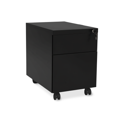 Design-Rollcontainer aus Stahl mit Schubladen – Tiefschwarz