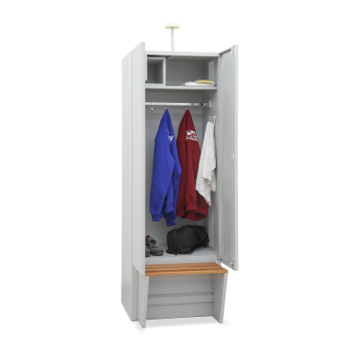 Metallspind mit Sitzbank und Klappbox