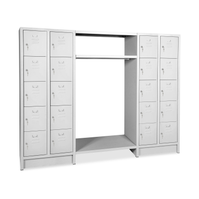 Schließfachgarderobe (20-Fächer) – Korpus in Lichtgrau