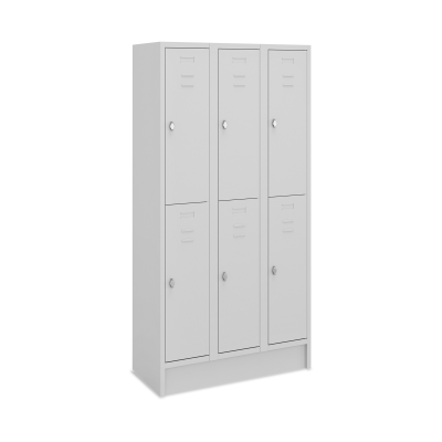 Fächerschrank (3 Abteile je 2 Fächer) 300 mm Abteilbreite – Korpus Lichtgrau