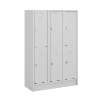 Fächerschrank (3 Abteile je 2 Fächer) 400 mm Abteilbreite – Korpus Lichtgrau